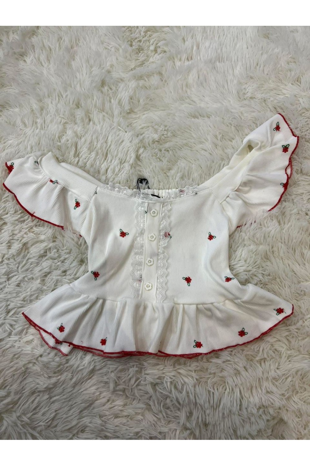 小玫瑰刺绣短板上衣