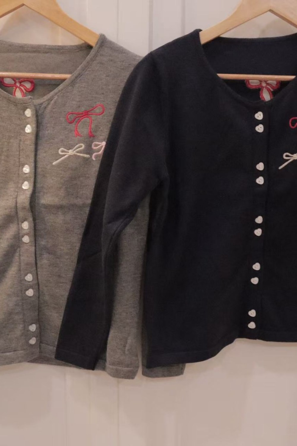 爱心纽针织外套 灰色