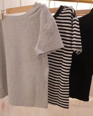 百搭斜肩上衣 白色 