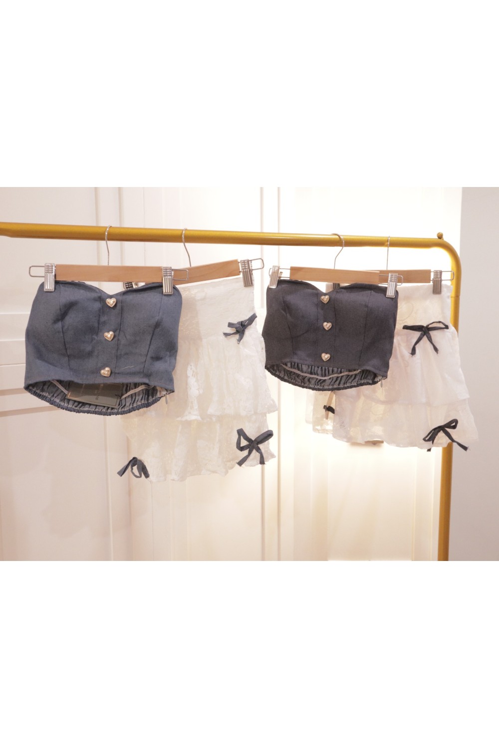 爱心抹胸套装 浅蓝色 附送帽子 