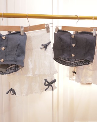 爱心抹胸套装 浅蓝色 附送帽子 