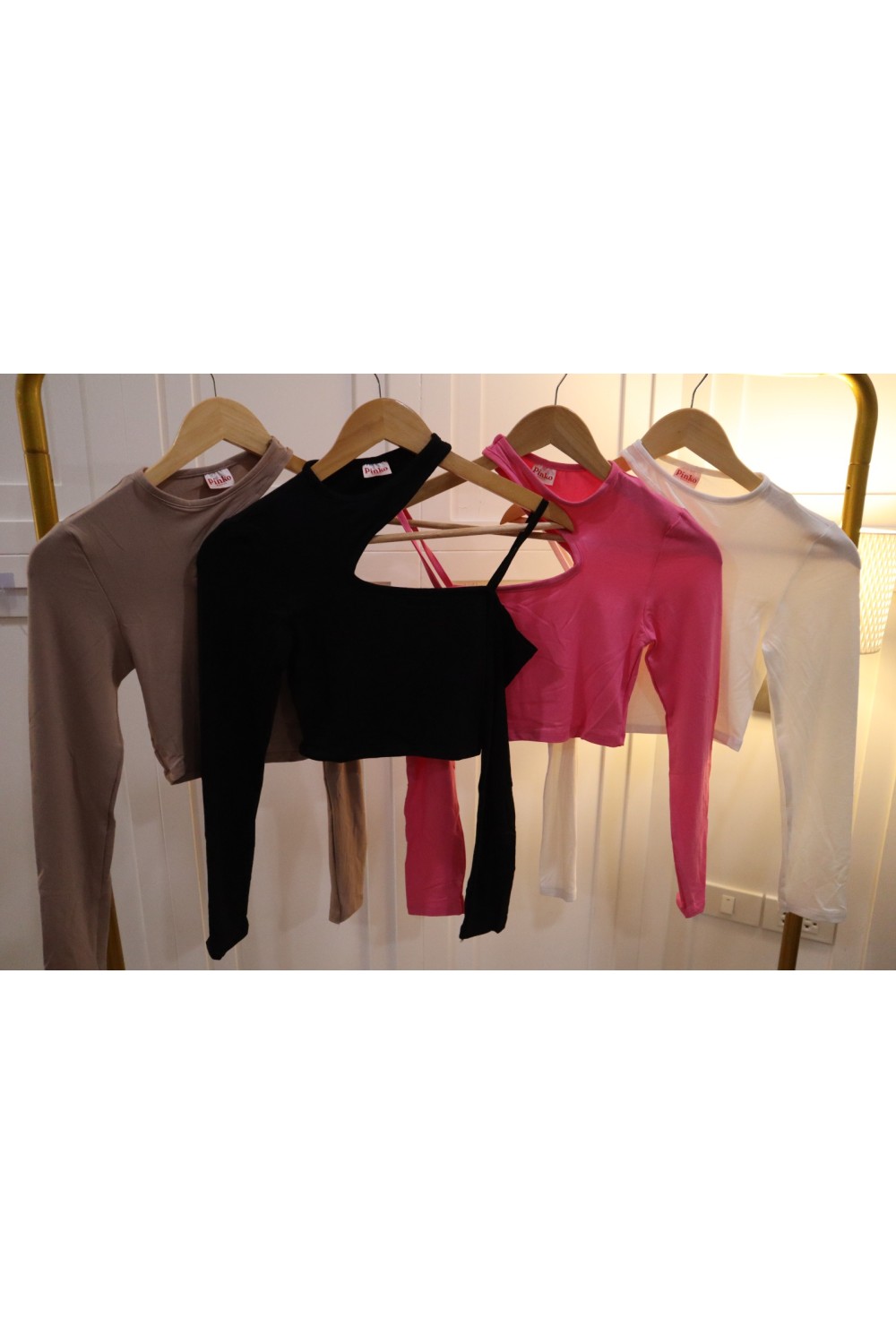 挖空设计感长袖上衣 粉色