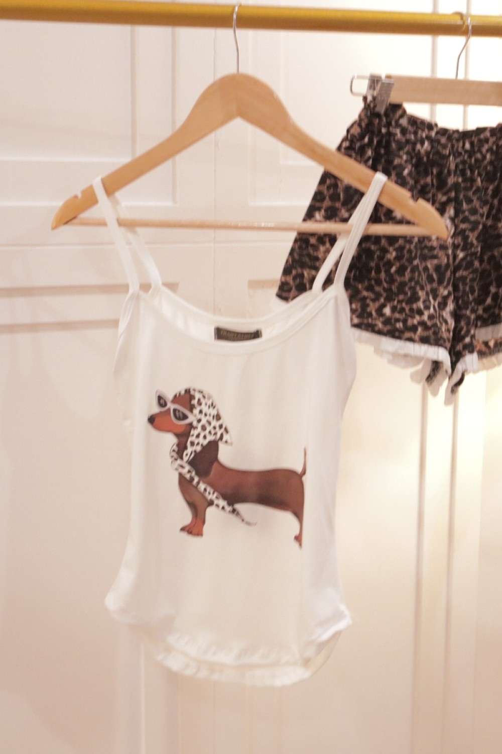 腊肠狗豹纹短裤套装