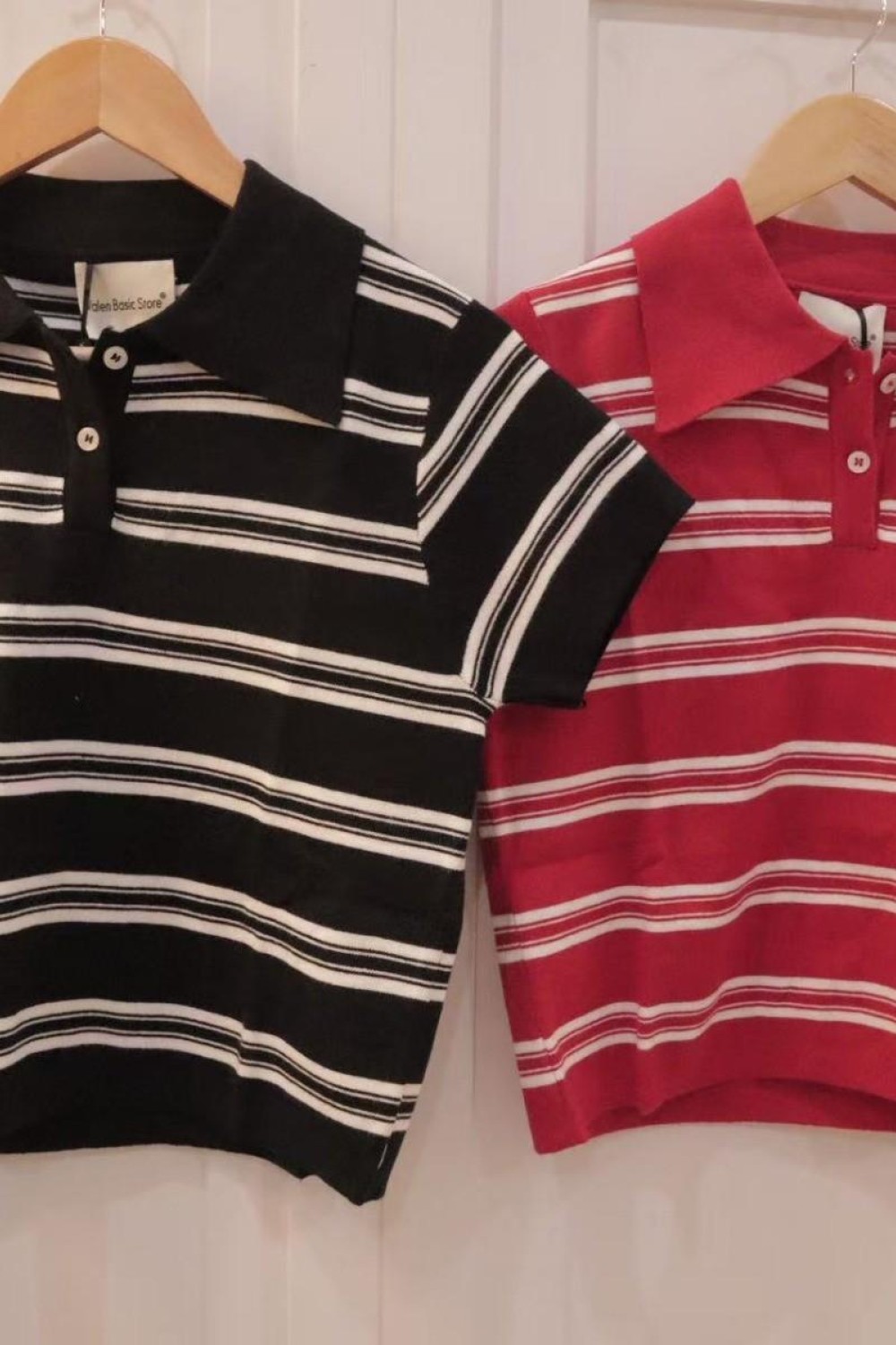 针织线条上衣 黑色