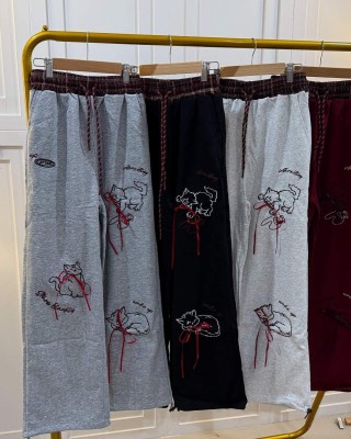 个性猫咪长裤 红色