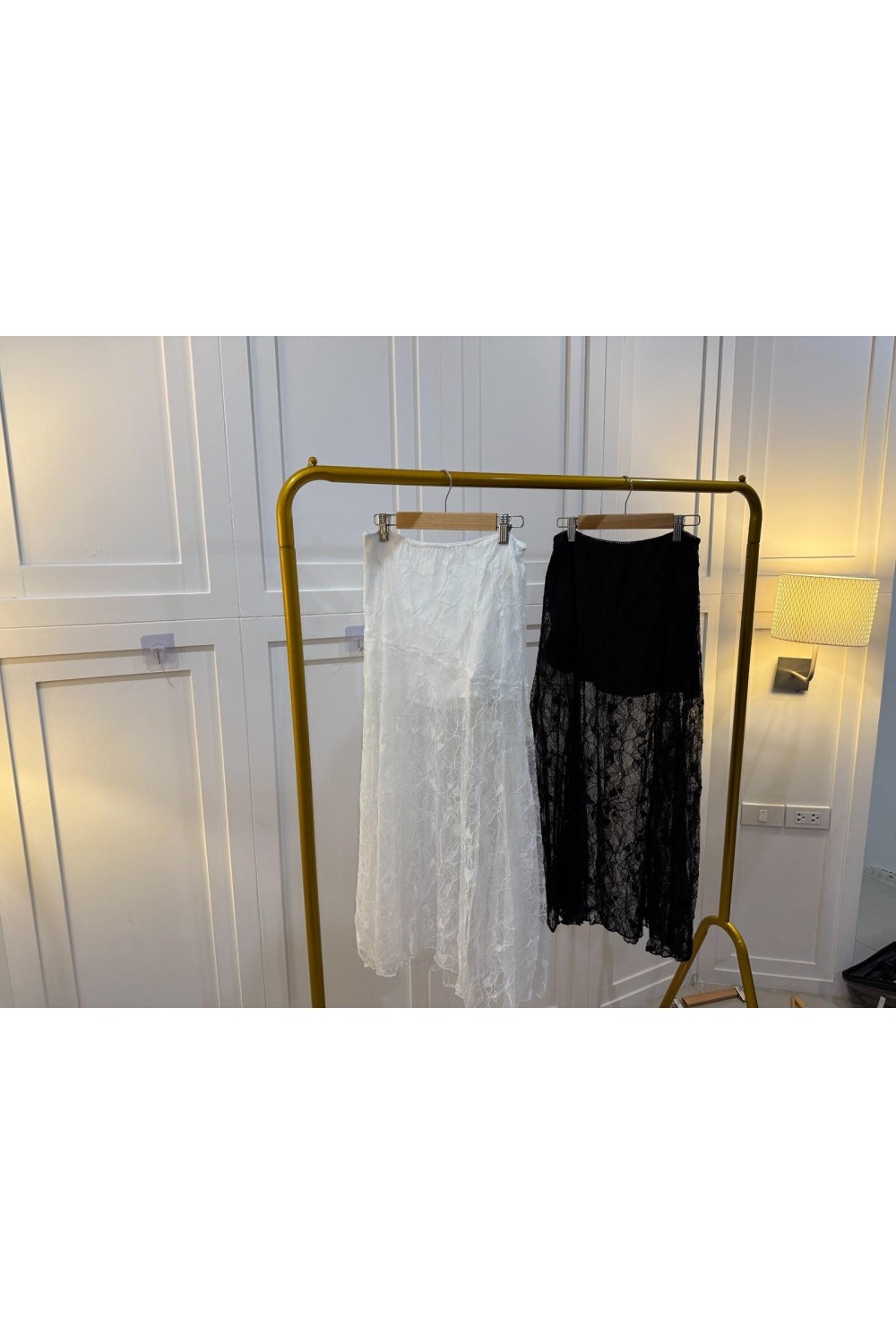 蕾丝镂空打底长裙 白色 