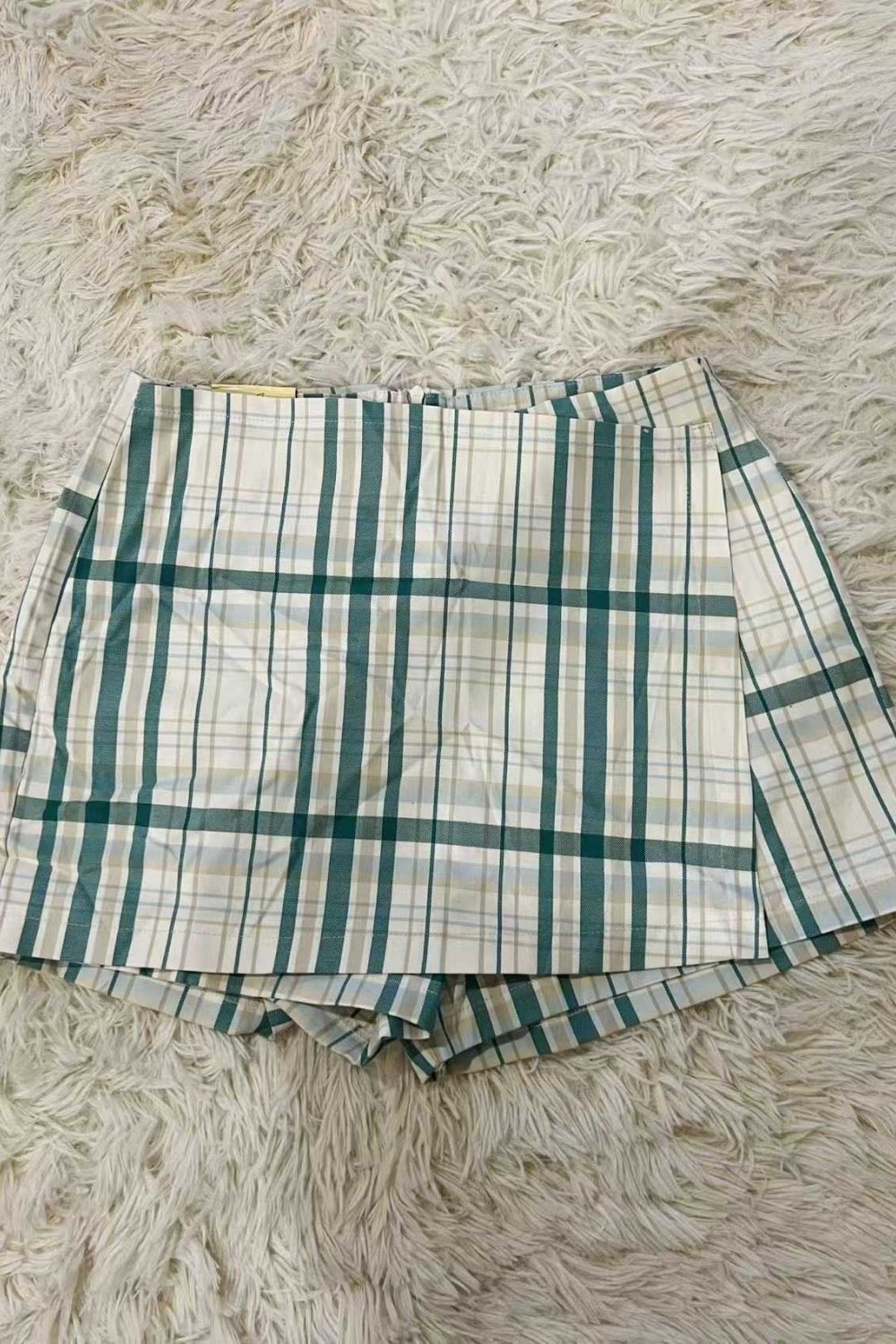 B家格子裤裙 青色