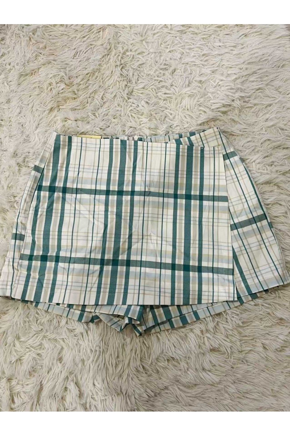 B家格子裤裙 青色