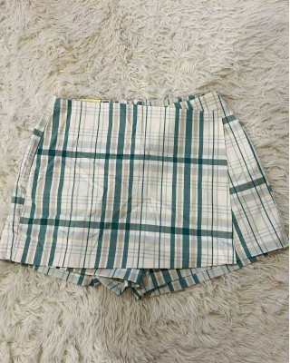 B家格子裤裙 青色