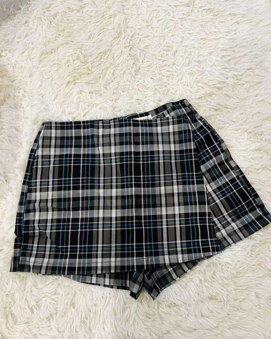 B家格子裤裙 黑色